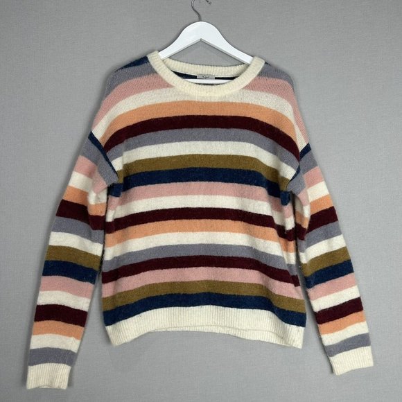 Rails Sweaters - Rails Womens Sweater Medium Multicolor Alpaca Wool Tira Rainbow Striped Boho
